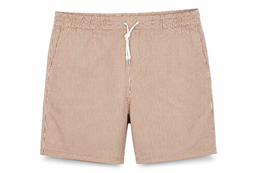 Marks and Spencer Men Brown White Stripe Drawstring Shorts 3XL 46in