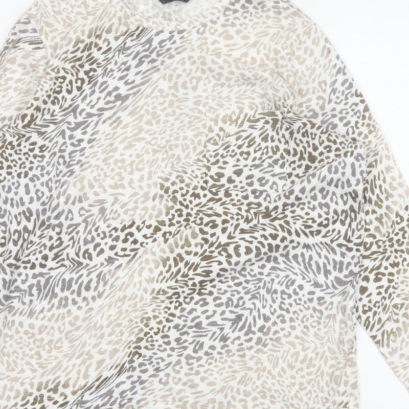Marks and Spencer Women Beige Leopard Print Jersey Top Size 14