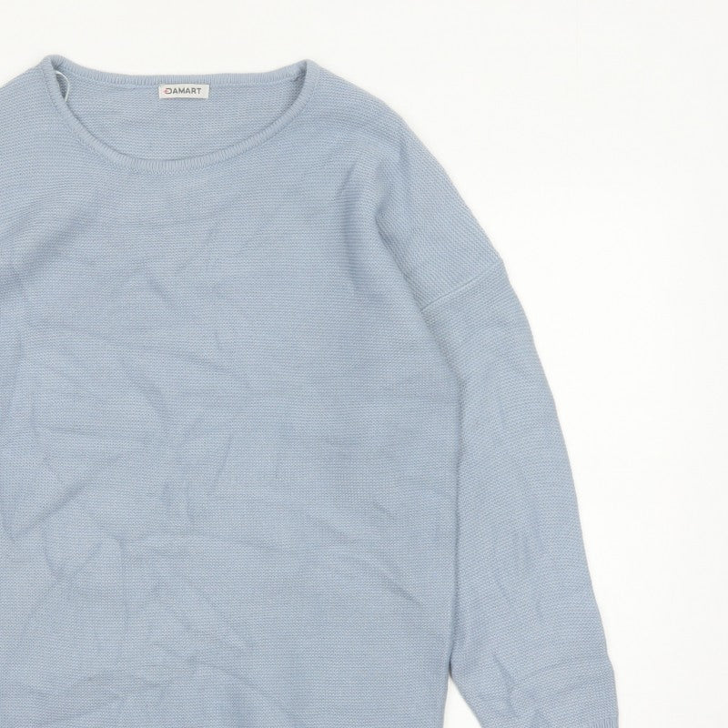 Damart Women’s Blue Acrylic Knit Crew Neck Pullover Jumper Size 14