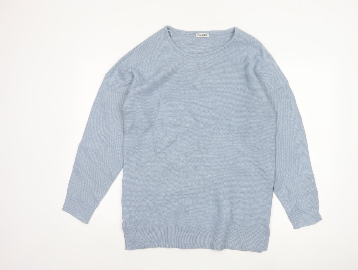 Damart Women’s Blue Acrylic Knit Crew Neck Pullover Jumper Size 14