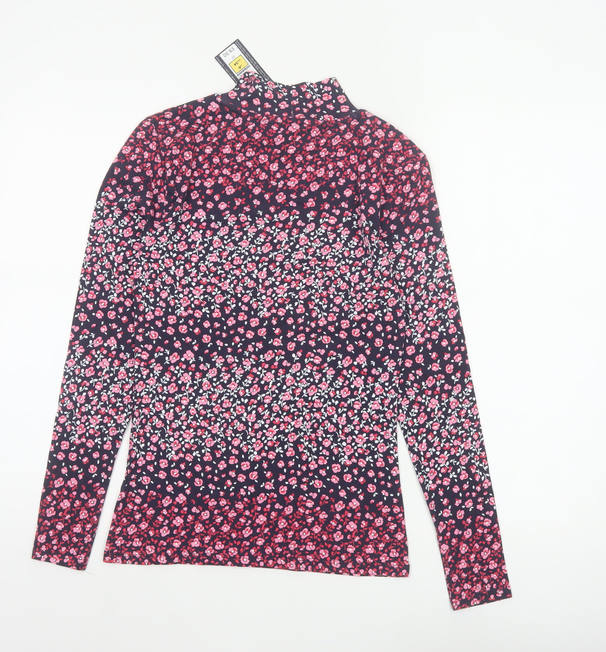 Marks & Spencer Women's Black Pink Floral Stretch Jersey Top UK 6