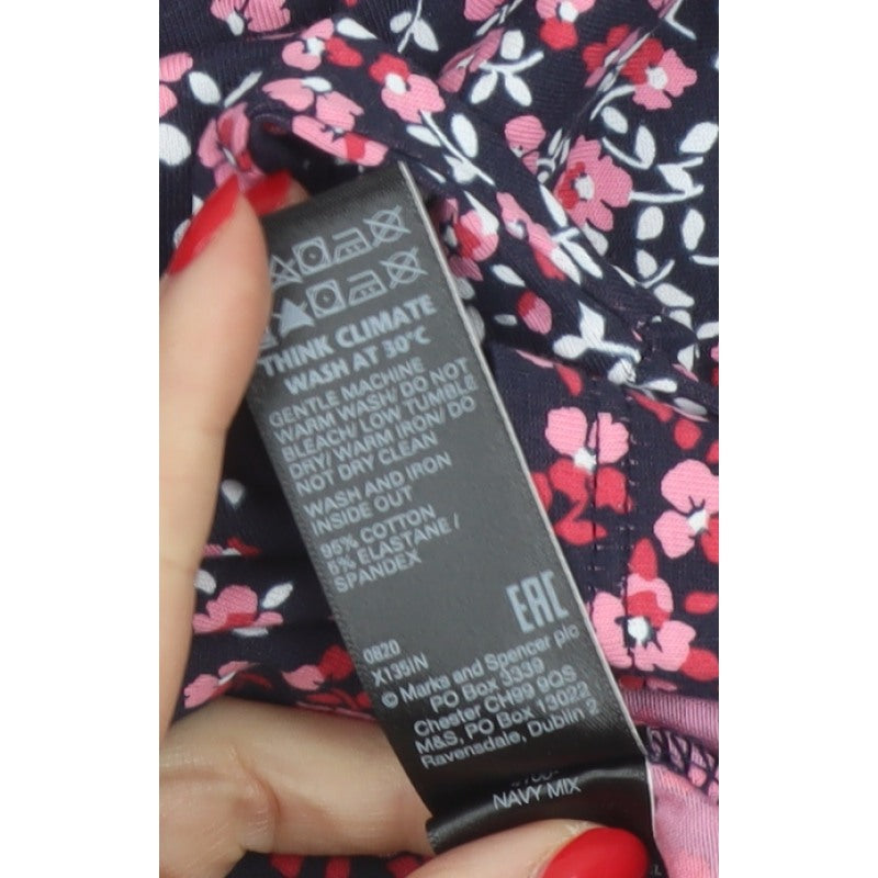 Marks & Spencer Women's Black Pink Floral Stretch Jersey Top UK 6