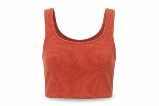 Zara Trafaluc Women Orange S Cropped Ribbed Scoop Neck Tank Top