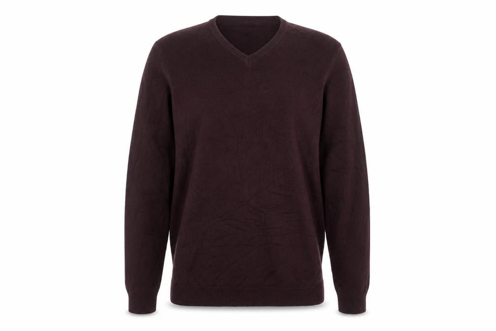 Marks and Spencer Men Brown Small V-Neck Fine Knit Pullover Jumper