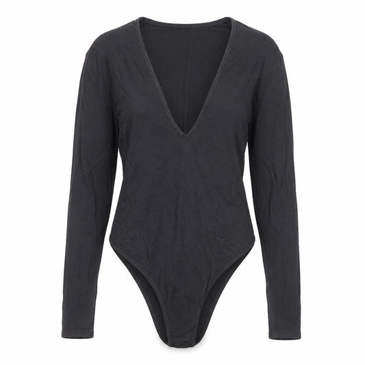 I Saw It First Women’s Black UK 12 Long Sleeve V-Neck Bodysuit
