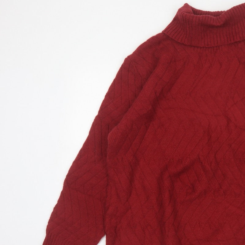 Cotton Traders Women Pink Size 20 Cable Knit Roll Neck Jumper