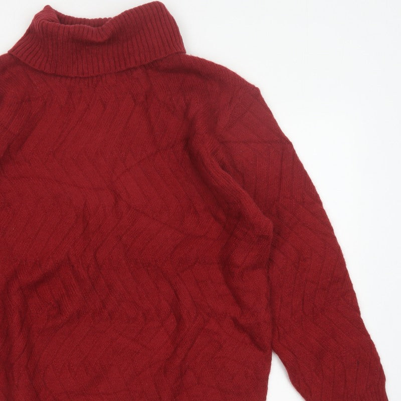 Cotton Traders Women Pink Size 20 Cable Knit Roll Neck Jumper