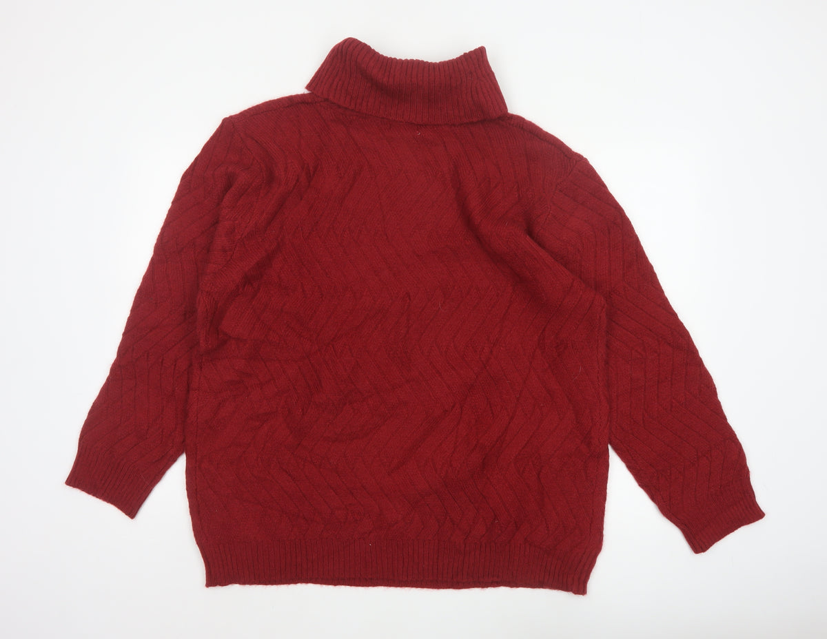 Cotton Traders Women Pink Size 20 Cable Knit Roll Neck Jumper