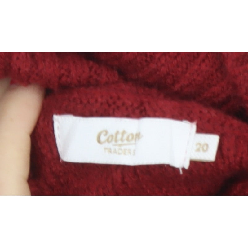 Cotton Traders Women Pink Size 20 Cable Knit Roll Neck Jumper