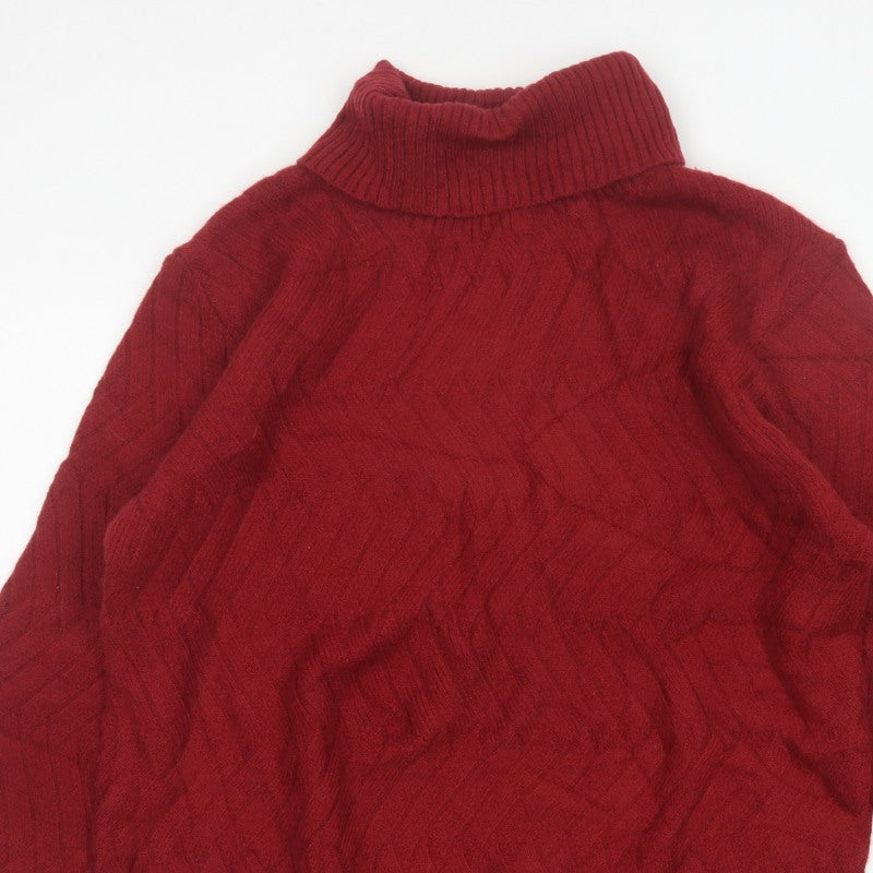 Cotton Traders Women Pink Size 20 Cable Knit Roll Neck Jumper