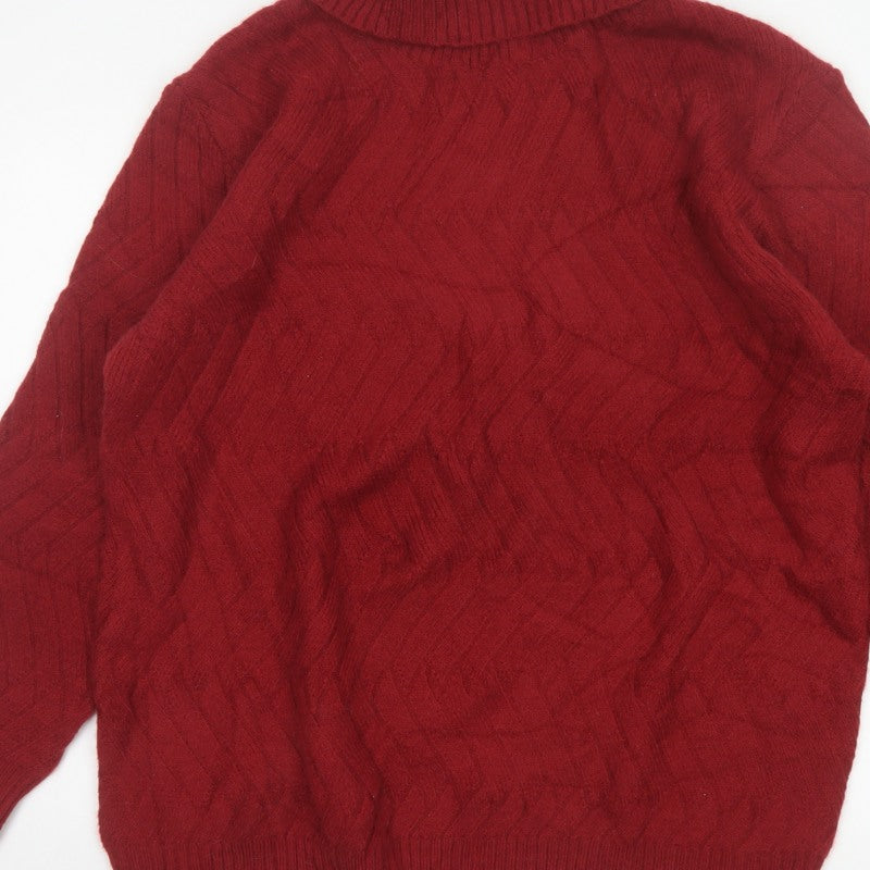 Cotton Traders Women Pink Size 20 Cable Knit Roll Neck Jumper