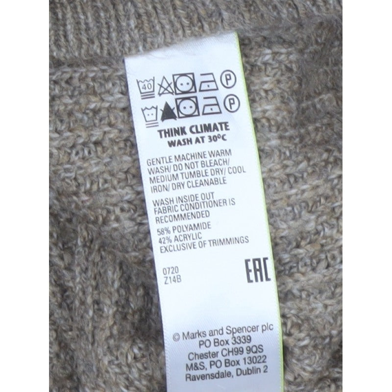 Marks and Spencer Men's Beige 2XL Pullover Crew Neck Ribbed Jumper