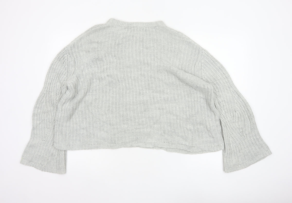 Mango Women Grey L Chunky Knit Crew Neck Pullover Jumper