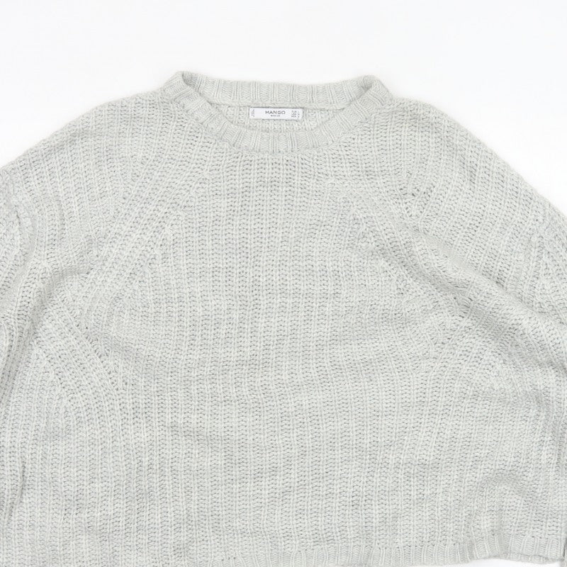 Mango Women Grey L Chunky Knit Crew Neck Pullover Jumper
