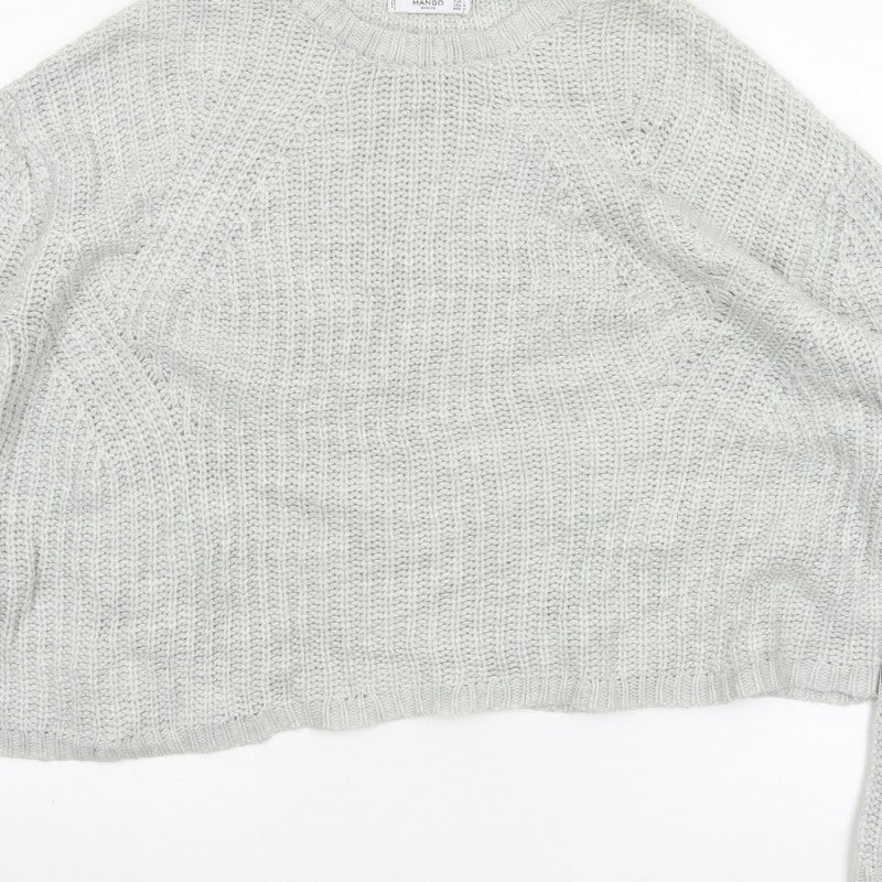Mango Women Grey L Chunky Knit Crew Neck Pullover Jumper