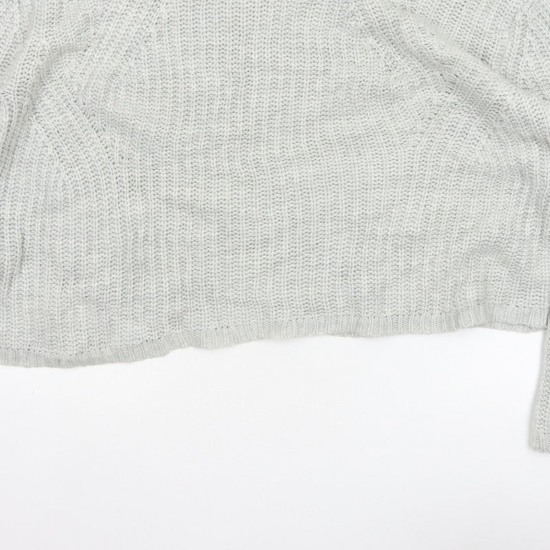 Mango Women Grey L Chunky Knit Crew Neck Pullover Jumper