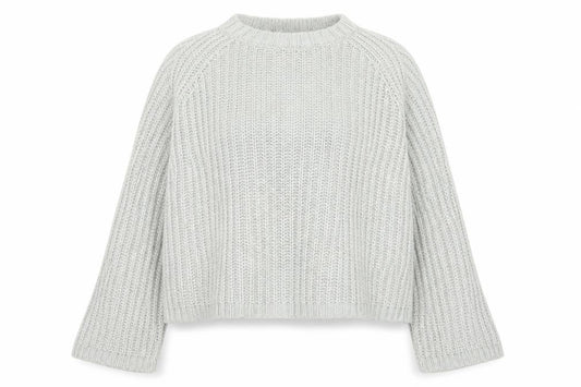 Mango Women Grey L Chunky Knit Crew Neck Pullover Jumper