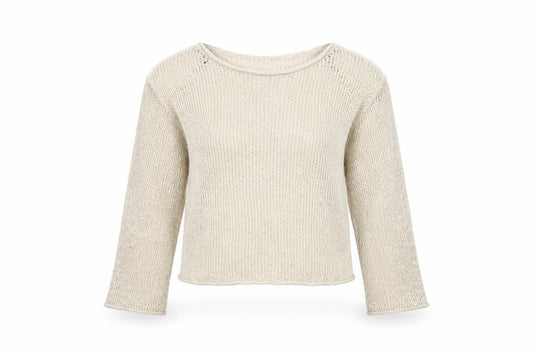 M&S Women Ivory L Open Knit Linen Blend Lightweight Jumper
