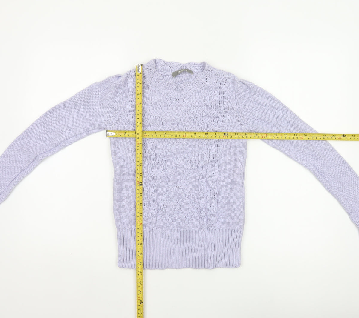 Oasis Women Purple XS Cable Knit Cotton Crew Neck Pullover Jumper
