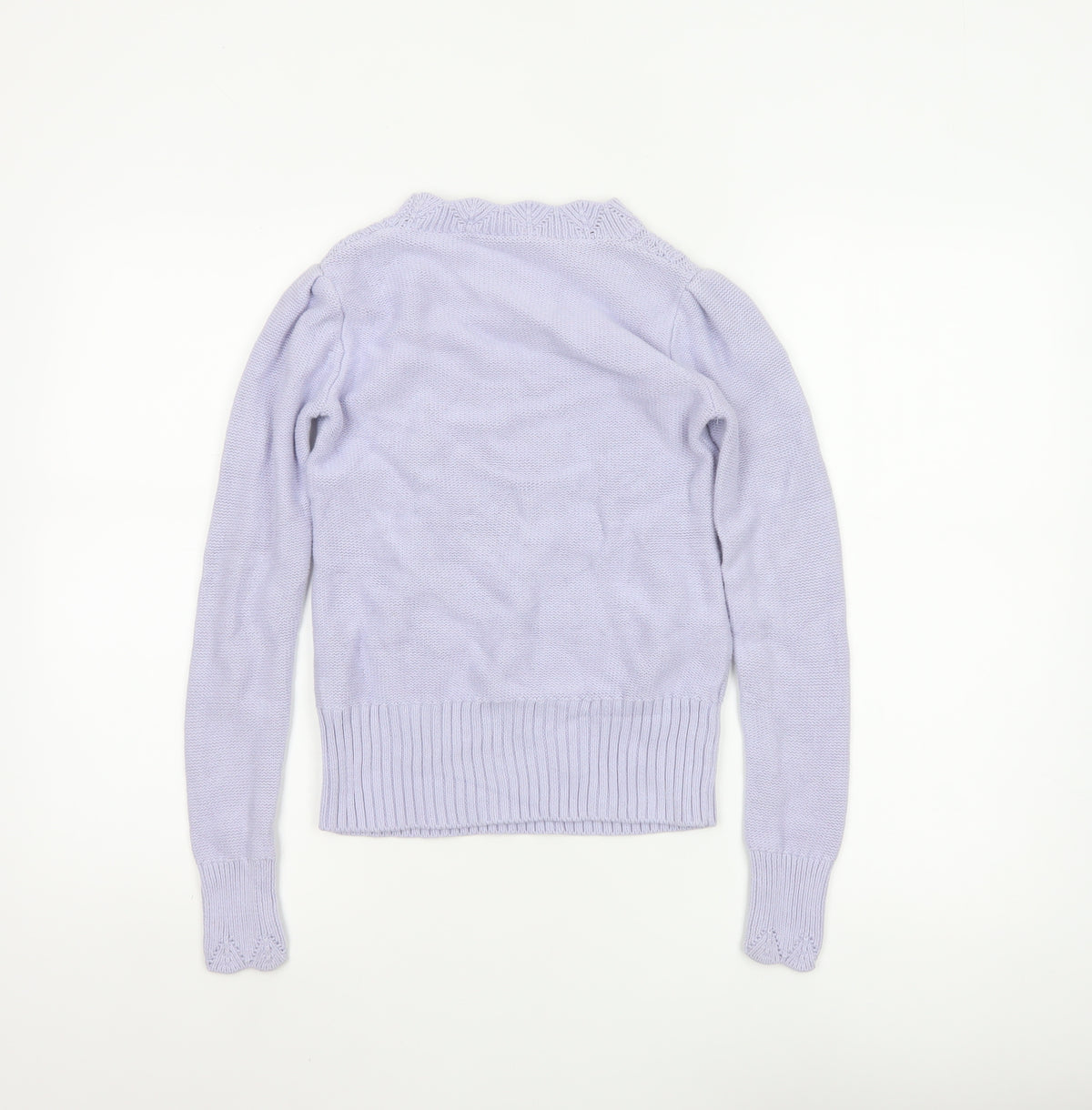 Oasis Women Purple XS Cable Knit Cotton Crew Neck Pullover Jumper
