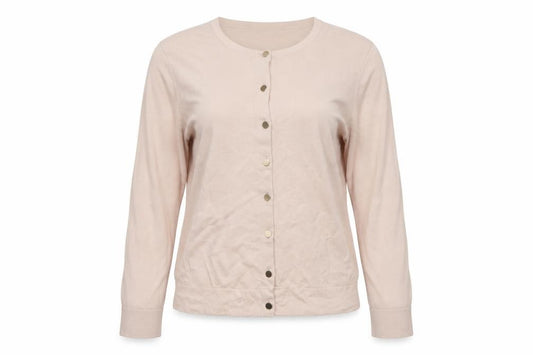 Hobbs Women’s Pink Cotton Button Cardigan Size M Round Neck