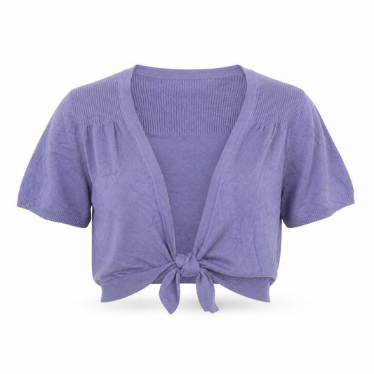 Marks & Spencer Women Purple UK 14 Tie Front Short Sleeve Cardigan