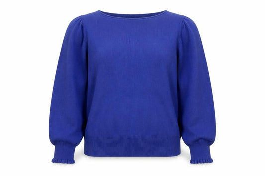 Monsoon Women’s Blue M Puff Sleeve Round Neck Knit Jumper