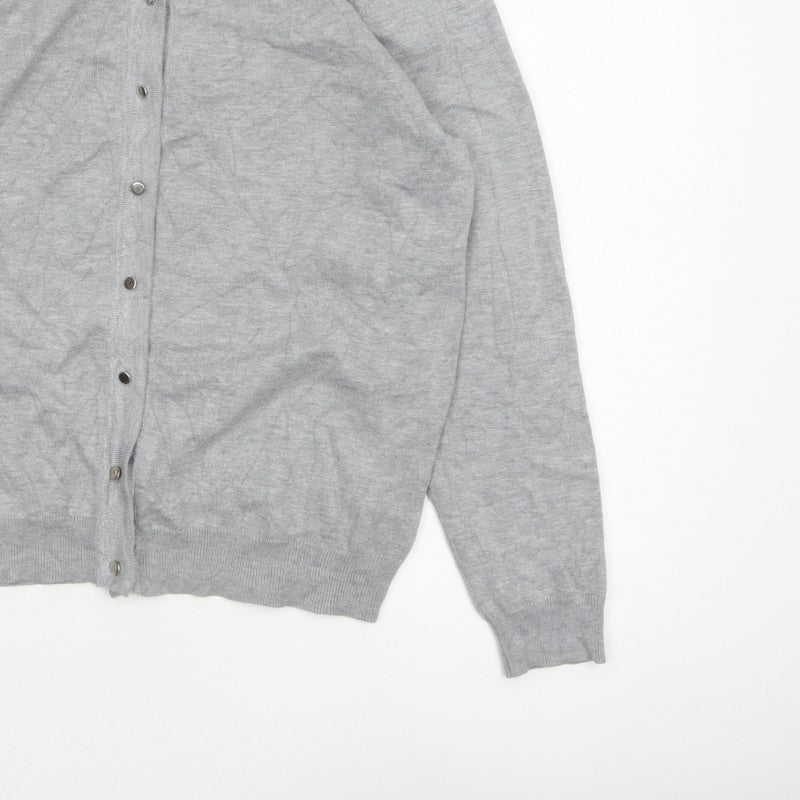 Paramour Women Grey L Glitter Button Round Neck Cardigan