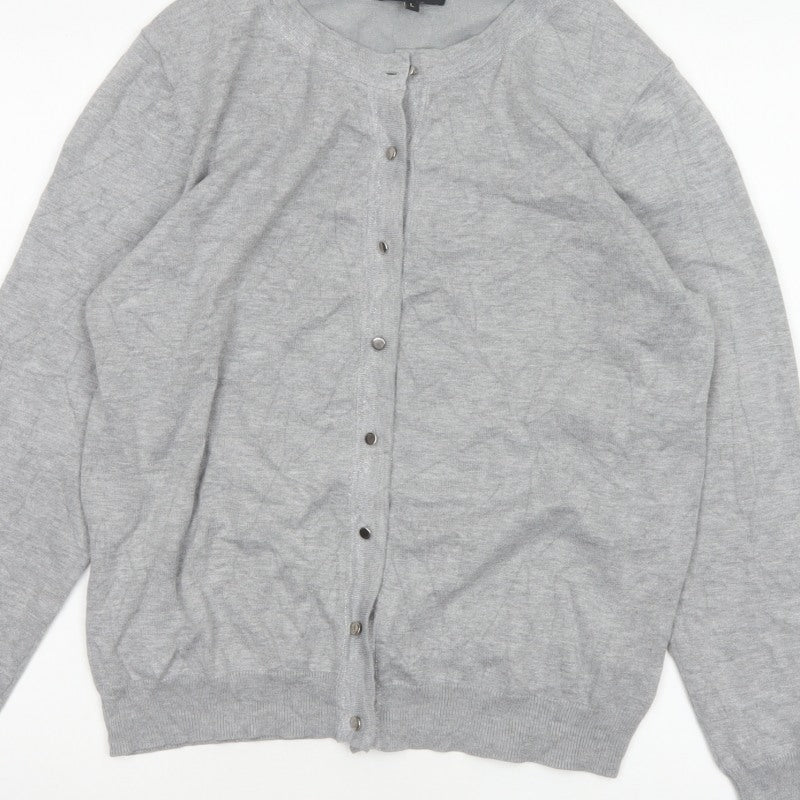 Paramour Women Grey L Glitter Button Round Neck Cardigan