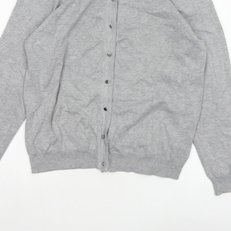 Paramour Women Grey L Glitter Button Round Neck Cardigan