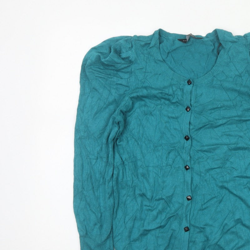 Dorothy Perkins Women Blue Size 10 Button Front Knit Cardigan
