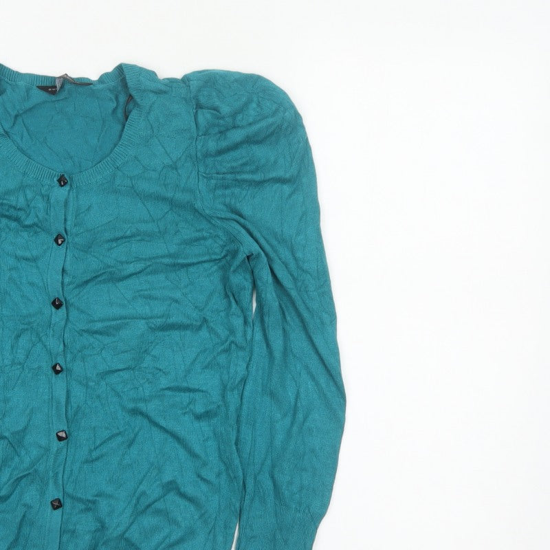 Dorothy Perkins Women Blue Size 10 Button Front Knit Cardigan