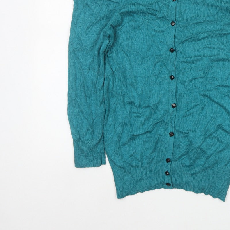 Dorothy Perkins Women Blue Size 10 Button Front Knit Cardigan