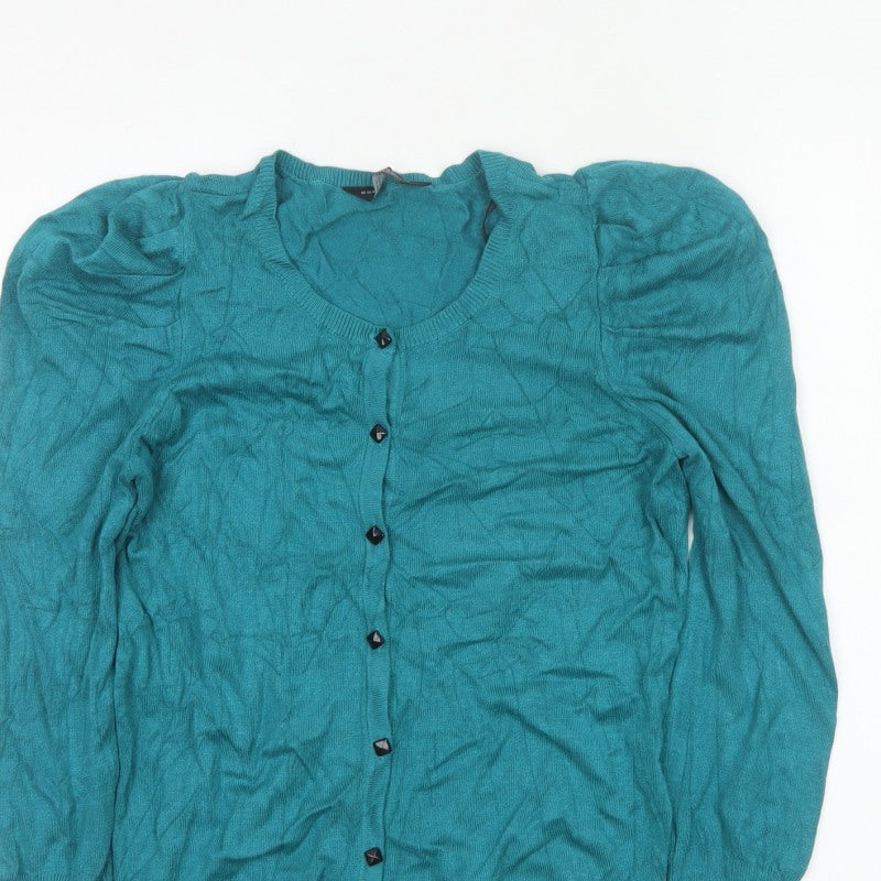 Dorothy Perkins Women Blue Size 10 Button Front Knit Cardigan