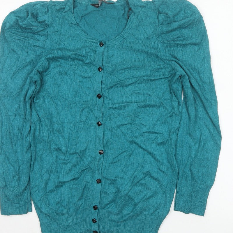 Dorothy Perkins Women Blue Size 10 Button Front Knit Cardigan