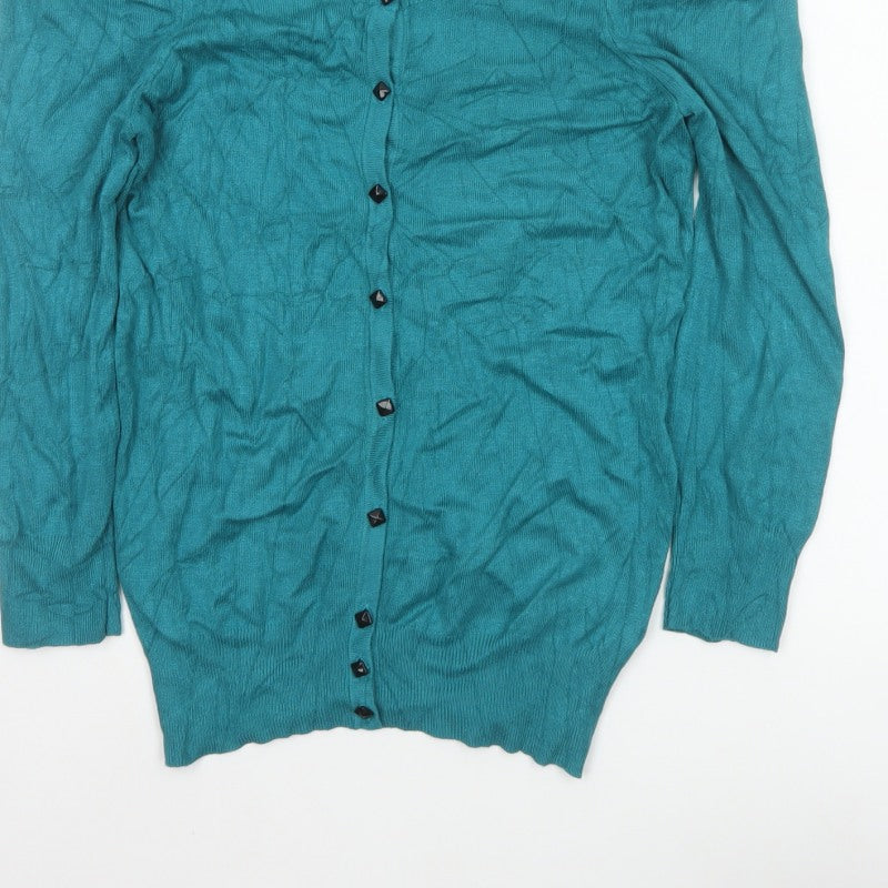 Dorothy Perkins Women Blue Size 10 Button Front Knit Cardigan