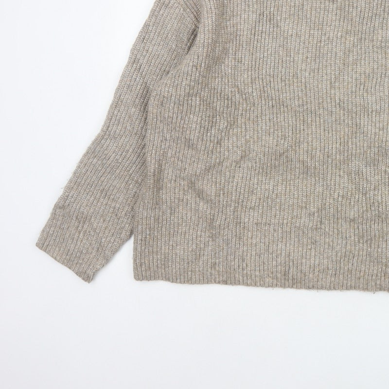 Marks and Spencer Women Beige XL Chunky Knit Crew Neck Pullover Jumper