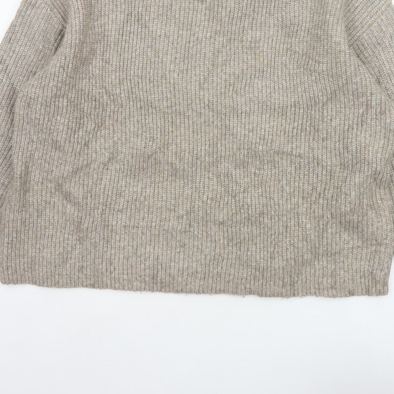 Marks and Spencer Women Beige XL Chunky Knit Crew Neck Pullover Jumper