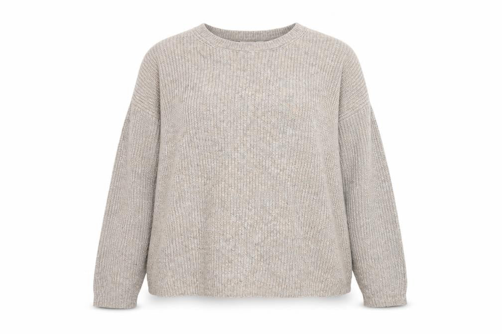 Marks and Spencer Women Beige XL Chunky Knit Crew Neck Pullover Jumper