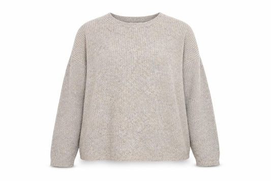 Marks and Spencer Women Beige XL Chunky Knit Crew Neck Pullover Jumper