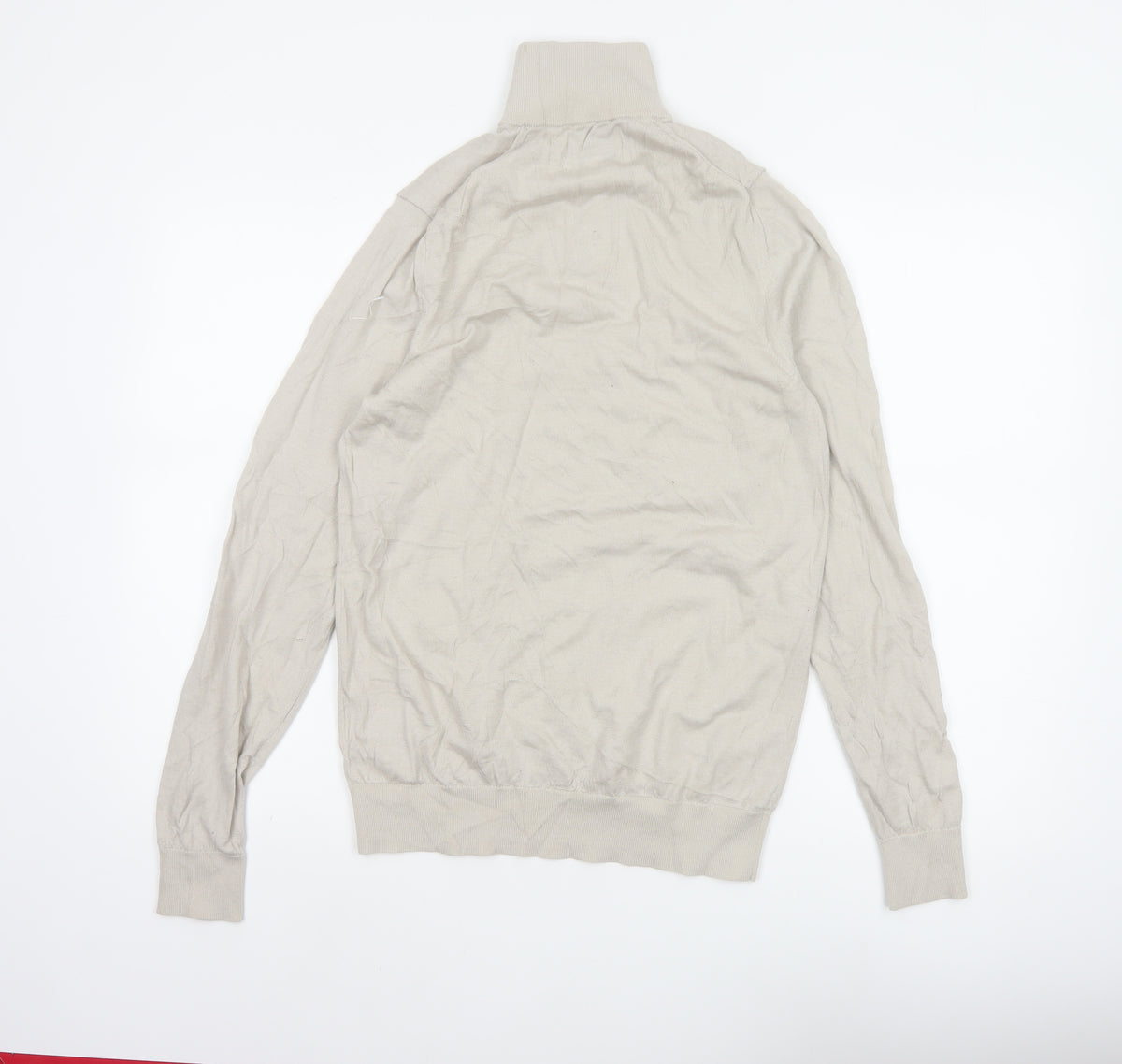 Autograph Men Ivory S Merino Wool 1/4 Zip High Neck Jumper