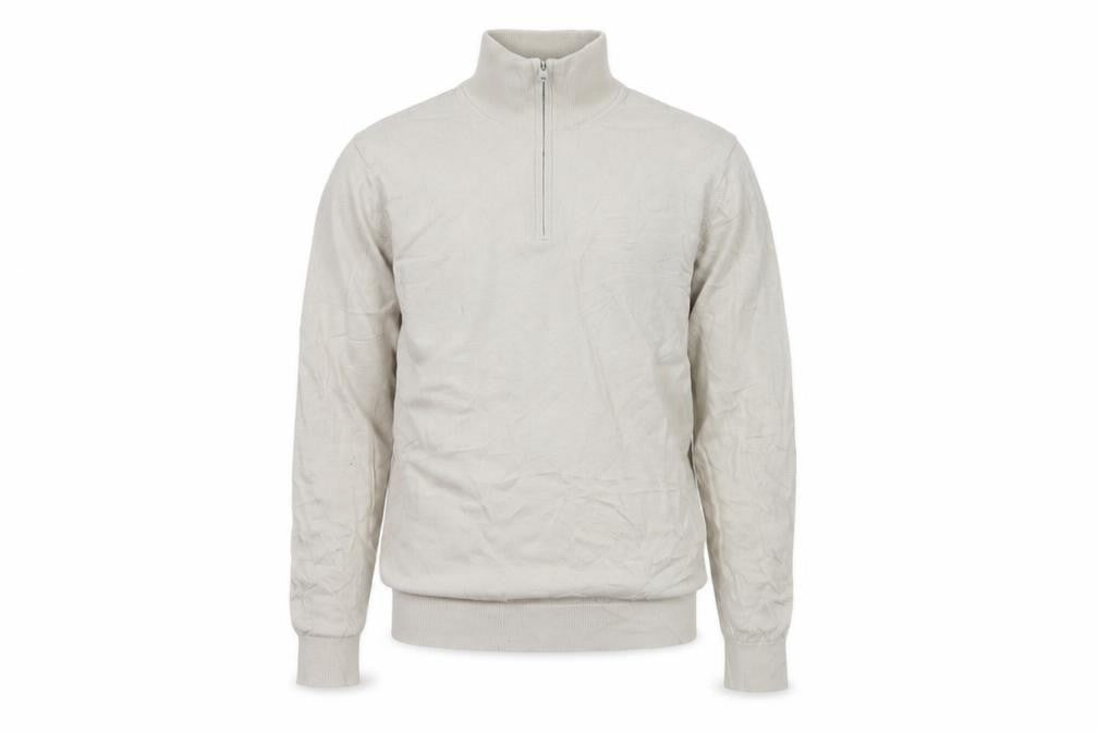 Autograph Men Ivory S Merino Wool 1/4 Zip High Neck Jumper