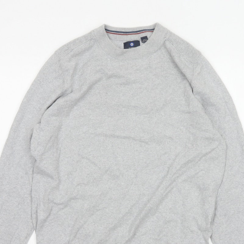 Ben Sherman Men Grey M Crew Neck Cotton Blend Pullover Jumper