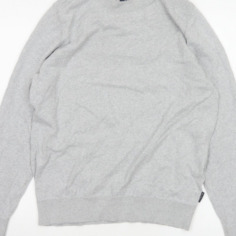 Ben Sherman Men Grey M Crew Neck Cotton Blend Pullover Jumper