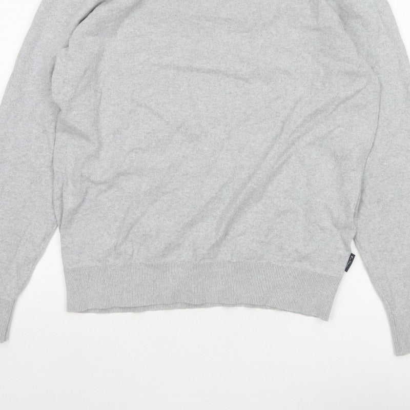 Ben Sherman Men Grey M Crew Neck Cotton Blend Pullover Jumper