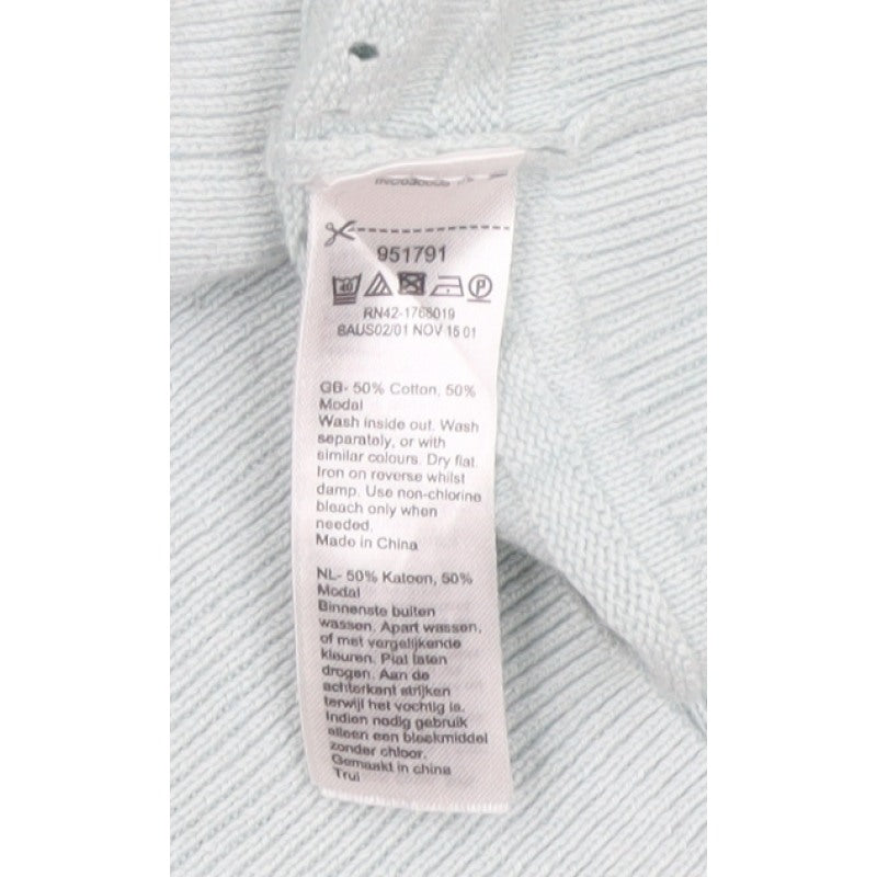 Monsoon Women Blue S Open Knit Striped Cotton Modal Jumper