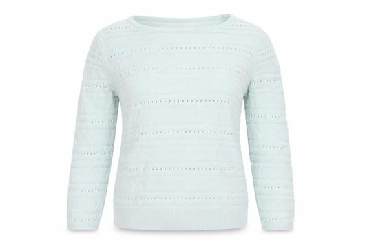 Monsoon Women Blue S Open Knit Striped Cotton Modal Jumper