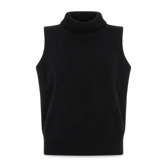 Alice Collins Women Black Size 12 Roll Neck Sleeveless Knit Jumper Vest