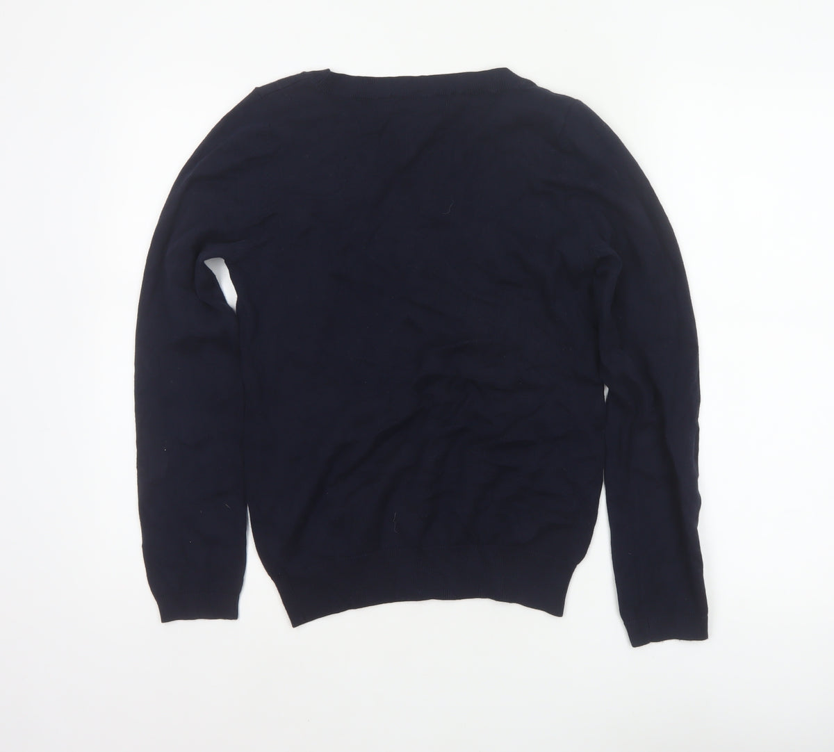 Zara Women Blue Size 16 Scoop Neck Cotton Knit Pullover Jumper