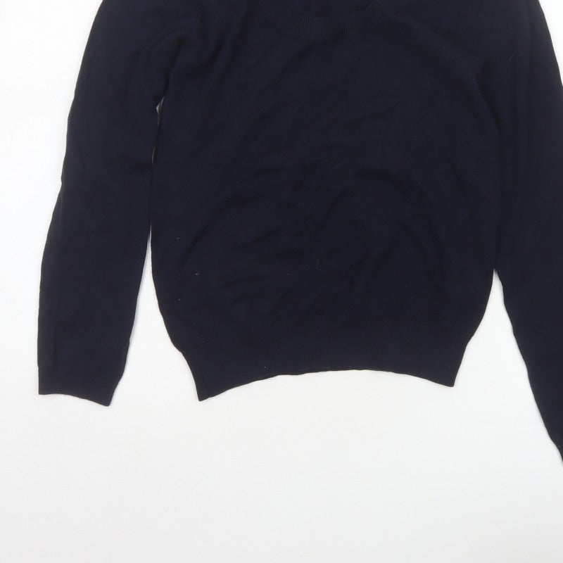Zara Women Blue Size 16 Scoop Neck Cotton Knit Pullover Jumper